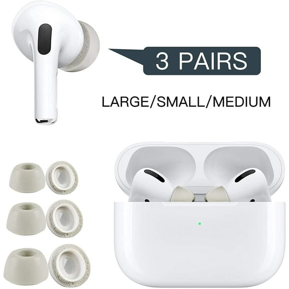 Gray Memory Foam Replacement Tips Fit AirPod Pro 1 & 2nd Generation Earbuds 1 Pair Each Size, Small Medium Large