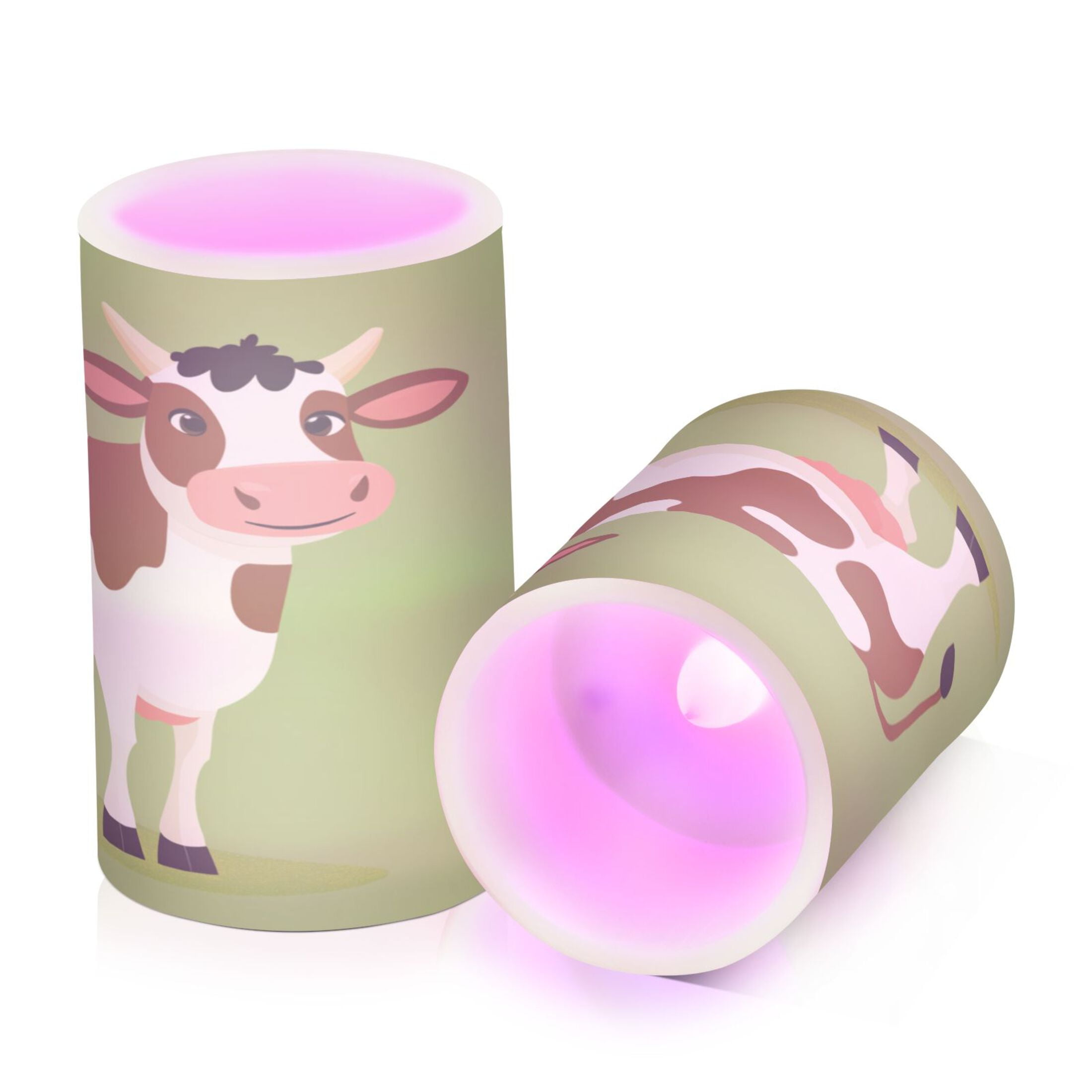 Flameless Candles Lights, Pack of two LED Lights, Dimmable LED Pillar Candles Battery Operated, Flames Remote Control A Brown and White Cow