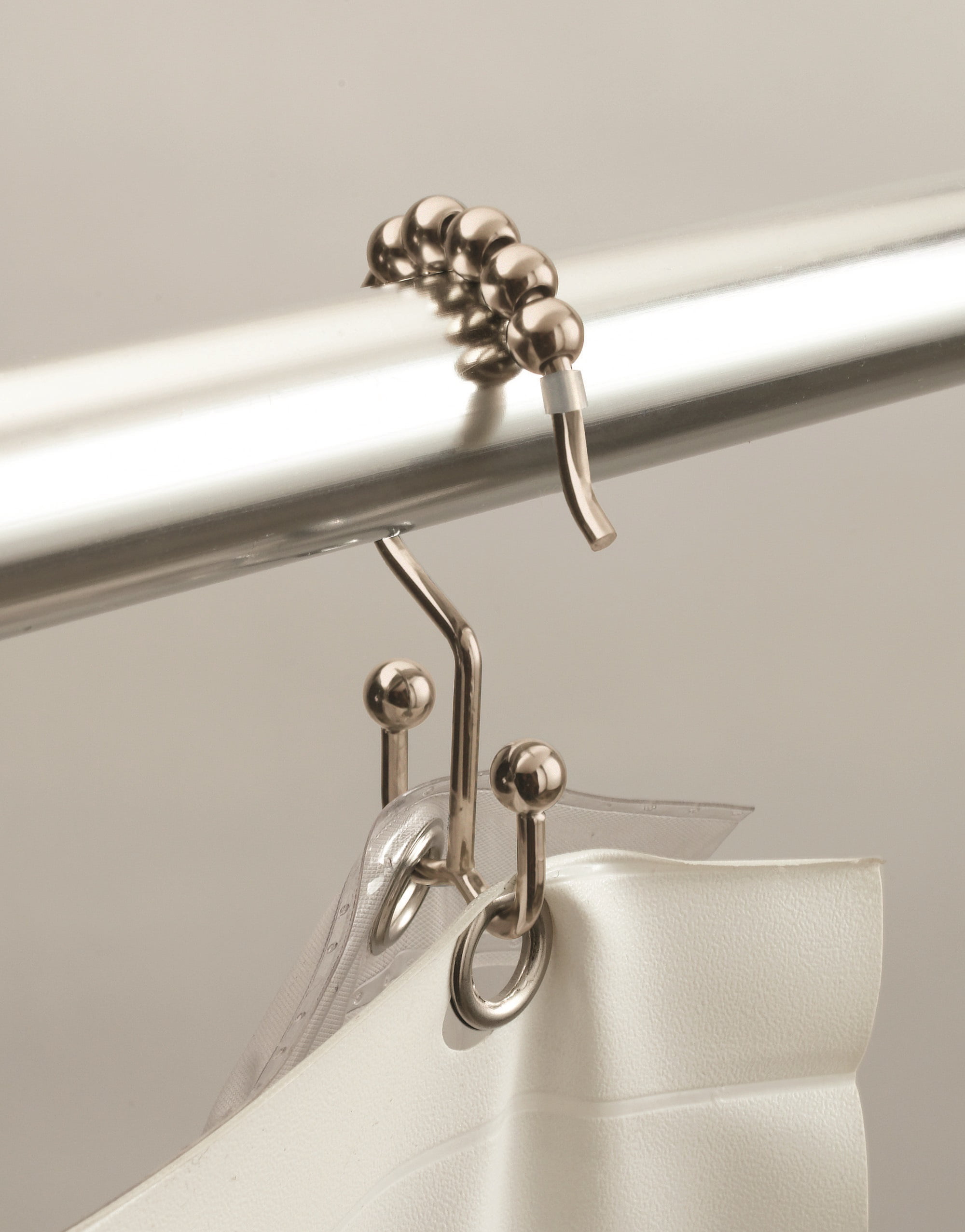 Details about   Better Homes & Garden Chrome Rollerball Double Shower Curtain Hooks Set of 12 