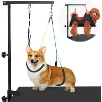 Dog Grooming Arm with Pet Grooming Hammock, 35" Pet Grooming Table Arm with Adjustable No Sit Haunch Holders, Dog Grooming Stand with Loop Noose for Small and Medium Pets