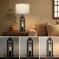 thumbnail image 2 of Cinkeda 3 Way Dimmable Table Lamp Set of 2 with AC Outlet USB A+C Charging Ports Touch Control Nightlight for Bedroom Living Room 27" Industrial Black Bedside Nightstand Lamps, 2 of 7