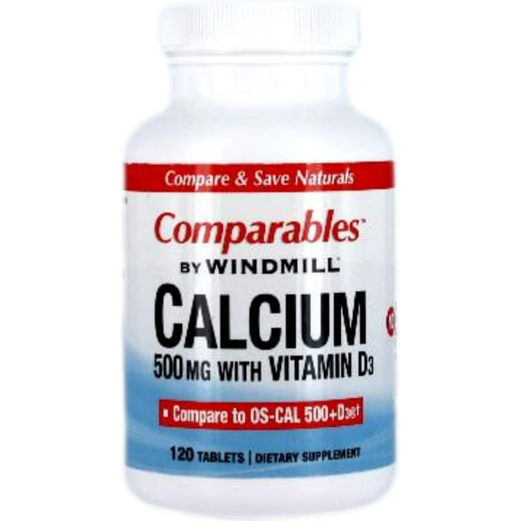 Windmill Comparables Calcium 500 mg Tablets With Vitamin D3 120 Tablets