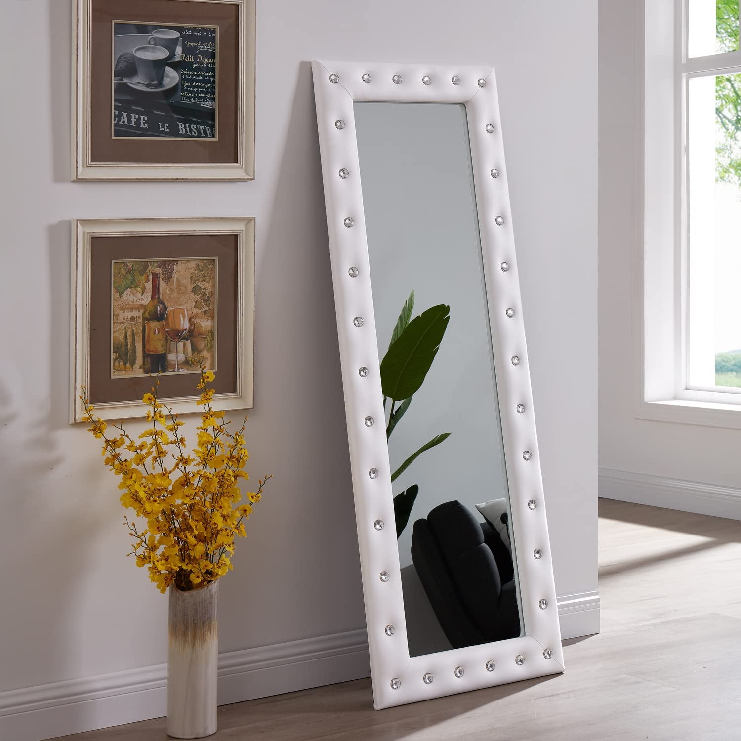 White Mirror Full Length Floor Mirror Standing