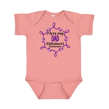 

Inktastic I Love My Dad Alzheimer s Awareness with Purple Hearts Gift Baby Boy or Baby Girl Bodysuit