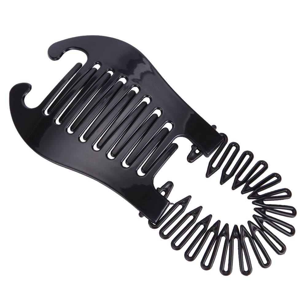 Elongated Stretching Ponytail Holder Comb Interlocking Banana Clip Two Sides Clincher Hair Brush