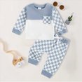 thumbnail image 2 of HCNTES Toddler Boy Winter Clothes Toddler Baby Boy Clothes 6M 12M 18M 24M 1T 2T 3T Fall Winter Outfits Patchwork Color Long Sleeve Pullover + Elastic Waist Joggers Sets Baby Winter Clothes, 2 of 3