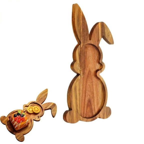 Easter Bunny Plates,Rabbit Wooden Serving Platter,Decorative Salad Plates ,Rabbit Snack Accessory Easter Snack Board Tray