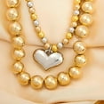 thumbnail image 4 of Chunky Heart Pendant Necklace for Women - Layered Faux Pearl Necklace Beaded Chain - Dainty Costume Accessories Jewelry Gift for Birthday Halloween Christmas Party, 4 of 7