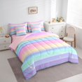 thumbnail image 2 of Manfei Watercolor Rainbow King Bedding, Dreamy Lines Abstract King Bed in a Bag, Blue Purple, Pink Reversible, 7 Pieces, 2 of 6