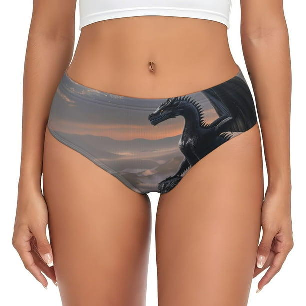 Fotbe Black Dragon Cliff Dawn Calzones Estampados para Mujer – Ropa Interior de Algodón, Cómoda, Suave y Elástica-3X-Large