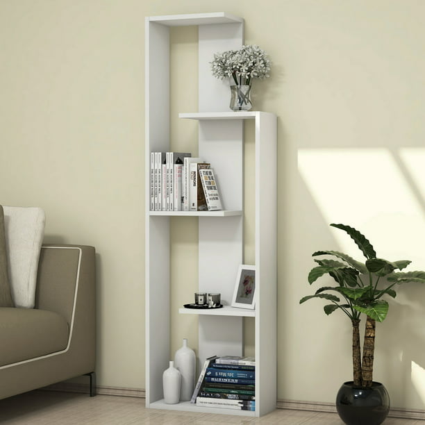 Modern White Geometric Bookcase for Large Space