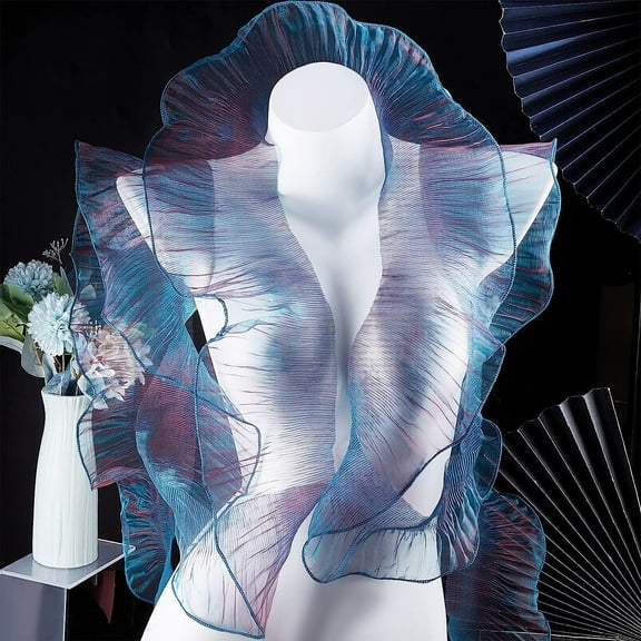 Polyester Organza Ruffled Pleated Lace Fabric Trim Thistle 4-7/8 inch(125mm)