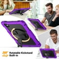 thumbnail image 3 of Case for Samsung Galaxy Tab S11 Ultra 2025 14.6 Inch with Screen Protector, 360 Degree Rotating Kickstand Hand Strap Heavy Duty Shockproof Cover with Shoulder Strap, Purple, 3 of 7