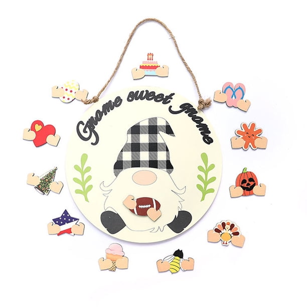 Cateissary Colgadores de pared de Navidad Festival Accesorios de vacaciones de doble cara DIY Colgante de Colgante Entrada Casa de campo Kits de decoración para fiestas estilo muñeca sentada