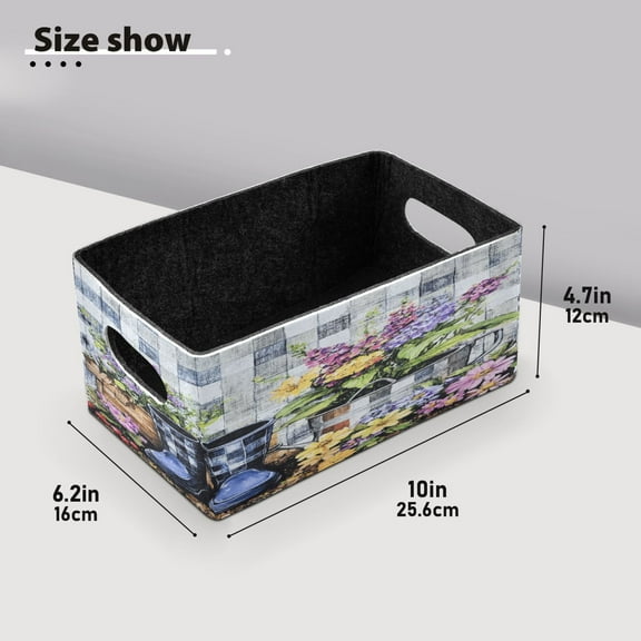 BZSMCE Shelf Baskets Garden Piald Pattern Pattern Storage Cube Bins 10.1*6.3*4.7in Set of 2
