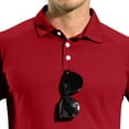 thumbnail image 6 of Resicozy Mens Fashion Polo Shirts Classic Long Sleeve Quick Dry Basic Button Tees Stylish Tops Golf Shirt Red 3XL, 6 of 7