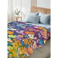 thumbnail image 4 of Colorful Spring Floral King Size Flat Sheet, Wrinkleproof & Fadeproof Cooling Flat Bed Sheet Only, Modern Oil Painting Abstract Art Breathable Soft Bedding Top Sheets 105 x 98 Inches, 4 of 8