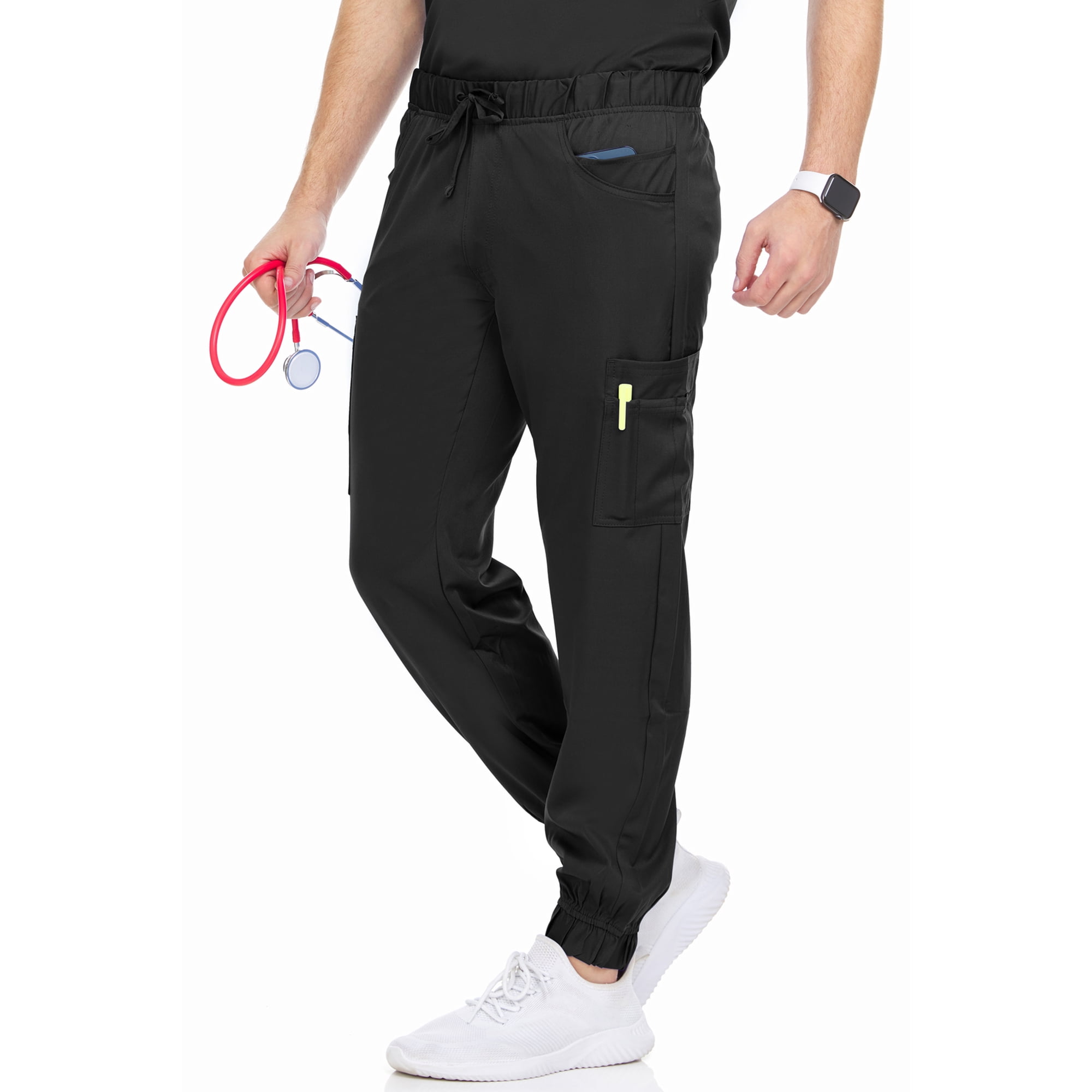 MediChic Mens Stretch Scrub Joggers Pants with Six Pockets