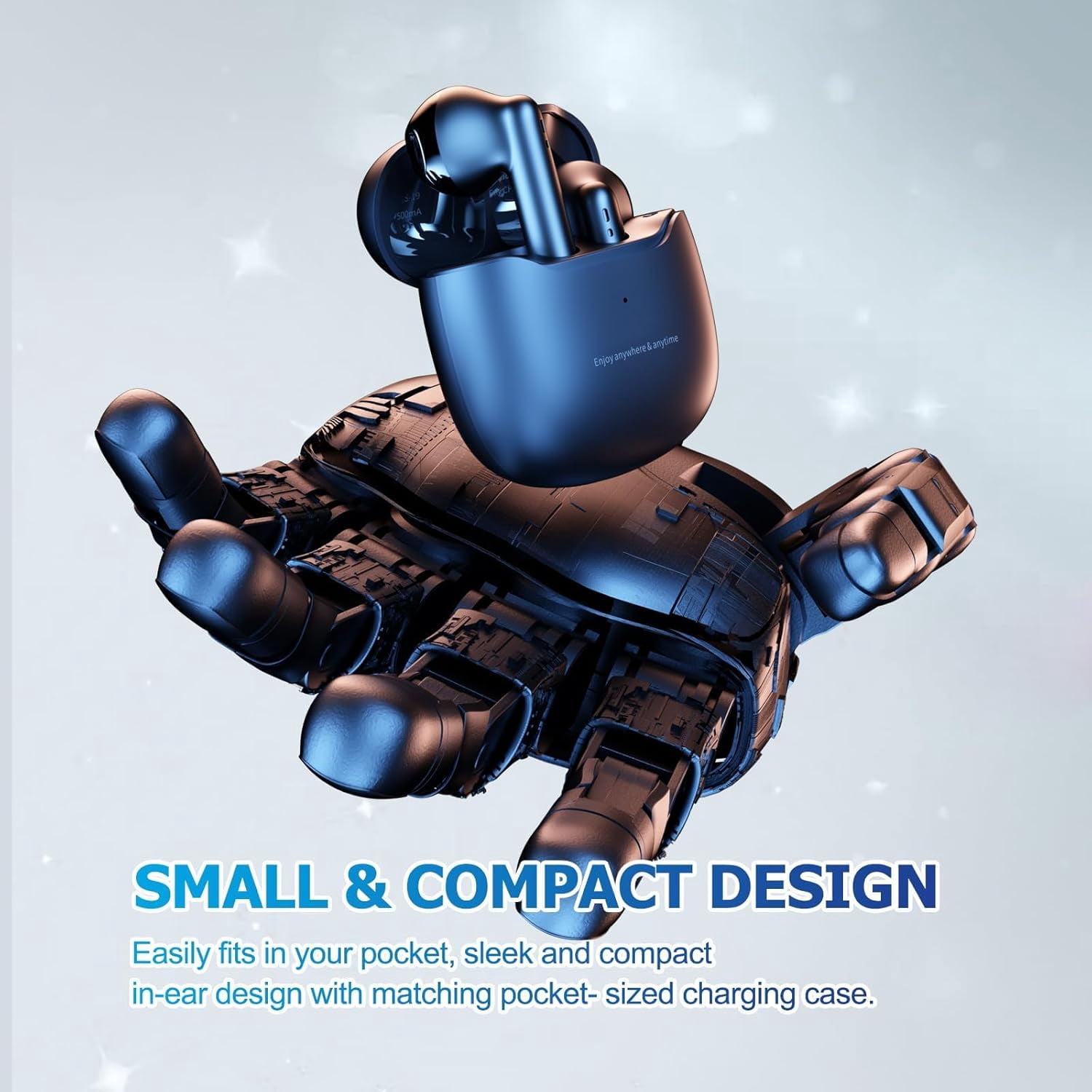 True Wireless Earbuds Purple Bluetooth 5.3 with Microphone for Working Out Noise Canceling Blue Tooth Ear Buds Deep Bass TWS Wireless Earphones with Charging Case in Ear Headphone for iPhone Android