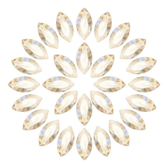 Uxcell 50Pcs Horse Eye Shape Rhinestones Glass Point Back Beads for Jewelry Making, Pink Gold 6x12mm