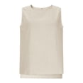 thumbnail image 4 of Babysbule Women's Sleeveless Linen-Look Round Neck Tank Top, Loose Fit Casual Blouse, 100% Polyester Summer Shirt for Daily and Vacation Wear, 4 of 7