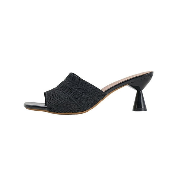Sandales Décontractées à Talon Bas pour Femmes Tauxra, Mules Confortables en Tricot Texturé avec Talon Bloc Stable, Bout Ouvert et Design à Enfiler pour le Quotidien