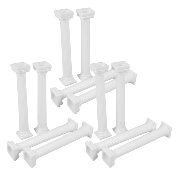 PENIKOKO 12 Pieces White Plastic Roman Pillars Cake Stand Rods for Tiered Cake Support and Decoration
