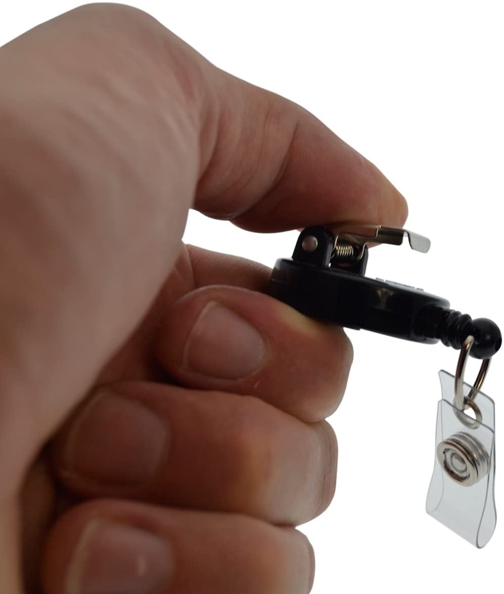 Bulk 100 Pack Black Badge Reels with Extra Tight Pinch Alligator Clip (Non-Swiveling) by Specialist ID