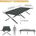 thumbnail image 2 of Heavy Duty Camping Cot, Black Foldable Sleeping Cot for Adults, Portable Military Camp Cot with Carry Bag, Sturdy Outdoor Folding Lounge Chair Bed for Camp, Travel, Patio, Office Nap, 2 of 8