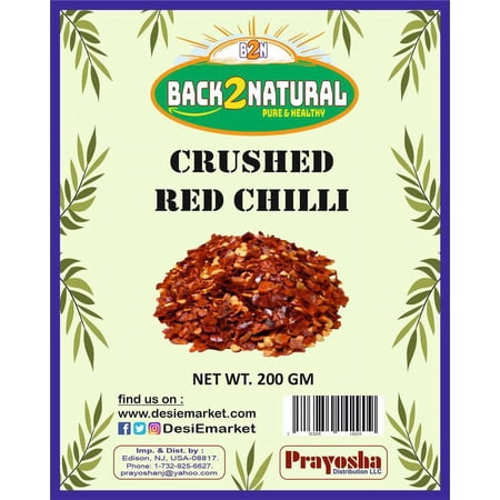 Back2Natural Crushed Chilli (Pizza Type Cut) Indian Spice 200gm ~ All Natural  No Color added  Gluten Friendly | Vegan | NON-GMO | No Salt or fillers