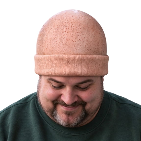 3D Realistic Bald Head Beanie Hat, Funny Illusion Knit Cap with Skin-Look Print, Stretchy Warm Winter Hat for Men and Women, Novelty Outdoor Party Accessories