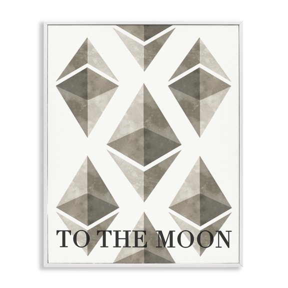 Stupell Industries Mid-Century Ethereum To The Moon White Framed Giclee Art, 16 x 20, by Lil' Rue