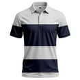 thumbnail image 3 of Mens Polo Shirts Casual Short Sleeve Striped Lapel Buckle Pullover Tops Breathable Loose T Shirts for Man Grey XL, 3 of 5