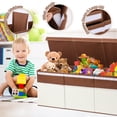 thumbnail image 2 of FIIOEOY Extra Large Collapsible Toy Storage Box with Lid, Divider & Mesh Pockets, 40”x14”x16”, White & Brown, 2 of 7