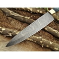 thumbnail image 6 of Damascus Steel kitchen Knife 14 Inches full tang 9" long Hand Forged blade, Blue Colored camel bone and brass bolster scale, 6 of 6