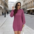 thumbnail image 2 of VENUZOR Long Sleeve Sweater Dress for Women 2026 Fall Ridded Kint Casual Mock Turtleneck Dress lightweight Puff Sleeve Sweater Dress Pullover, 2 of 6
