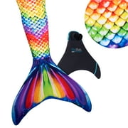 Fin Fun Mermaidens - Mermaid Swimming Tails with Monofin for Kids, Kids 6 Size, Rainbow Reef, 2 Pcs