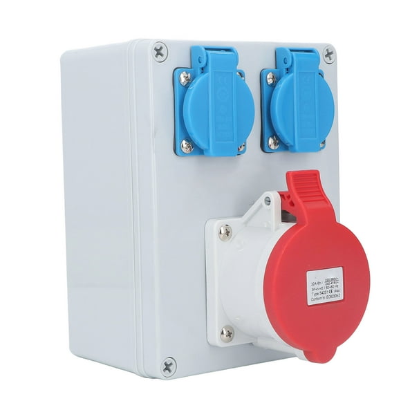 Industrial Receptacle Box, IP44 Waterproof Wall Power Socket 2Pcs 16A 250V EU Outlets for Construction Site