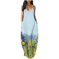 thumbnail image 2 of LSLJS Robe Longue Maxi Sans Manches à Poches Imprimée Décontractée pour Femmes Grande Taille, 2 of 4