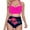 Hot Pink, variant on Swimsuit for Women Push Up Halter Bikini Printed High Waisted Bathing Suit,Black,L