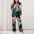 thumbnail image 2 of Yiaed Snake Holding A Lotus Print Pajamas Women's Long Sleeve Sleepwear Soft Button Down Loungewear Pjs Lounge Set Nightwear Womens Pajama Pants-XX-Large, 2 of 7
