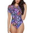 thumbnail image 1 of Balery Watercolor Butterflies Body de cuello redondo de manga corta para mujer Tops de manga corta Tops básicos-Medium, 1 of 7