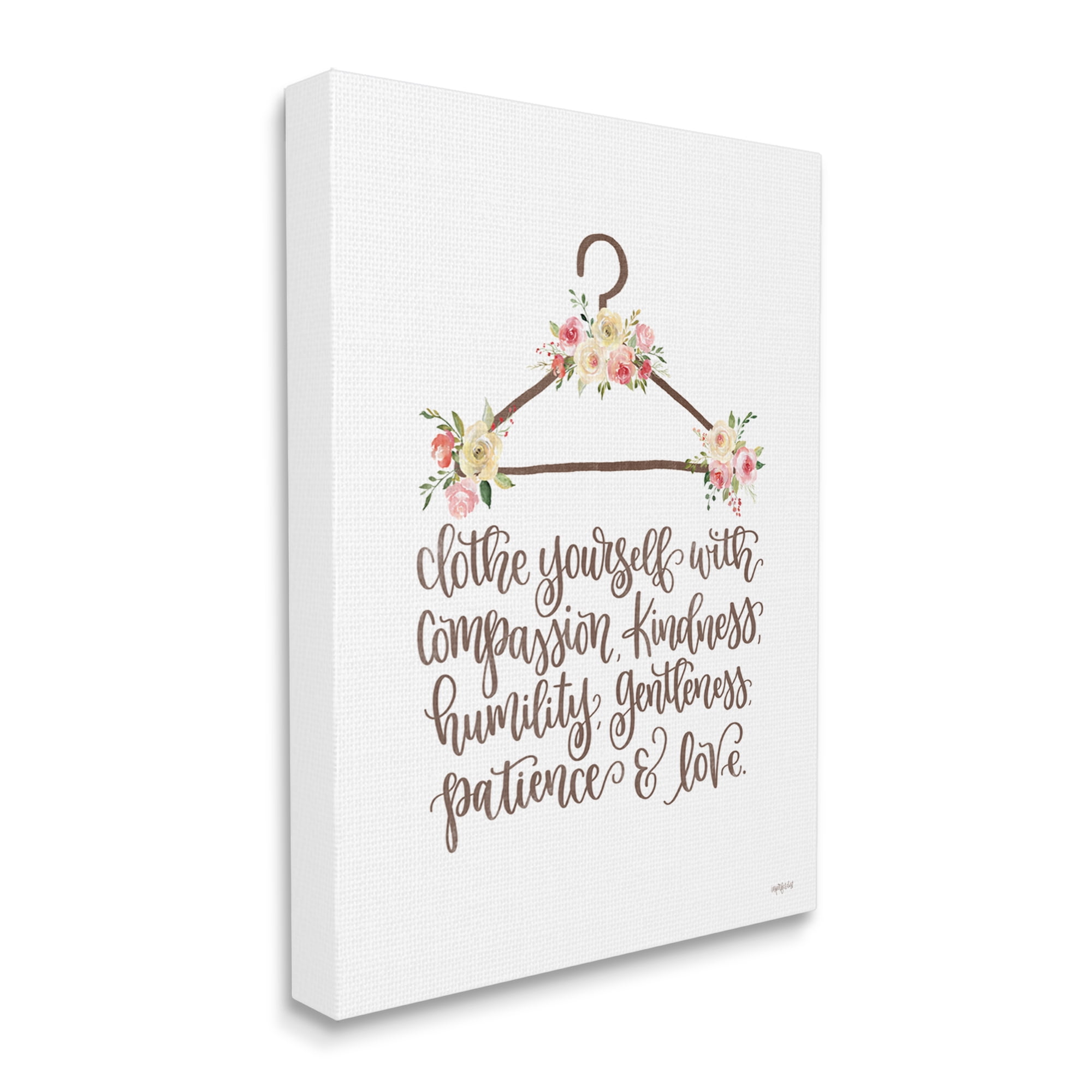 Stupell Industries Clothe Yourself Motivational Fashion Quote Floral Calligraphy Graphic Art Gallery Wrapped Canvas Print Wall Art, Design by Imperfect Dust