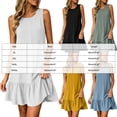 thumbnail image 3 of ASEIDFNSA Women Sleeveless Tank Dress Crew Neck Ruffle Hem Casual Mini Sundress, 3 of 5