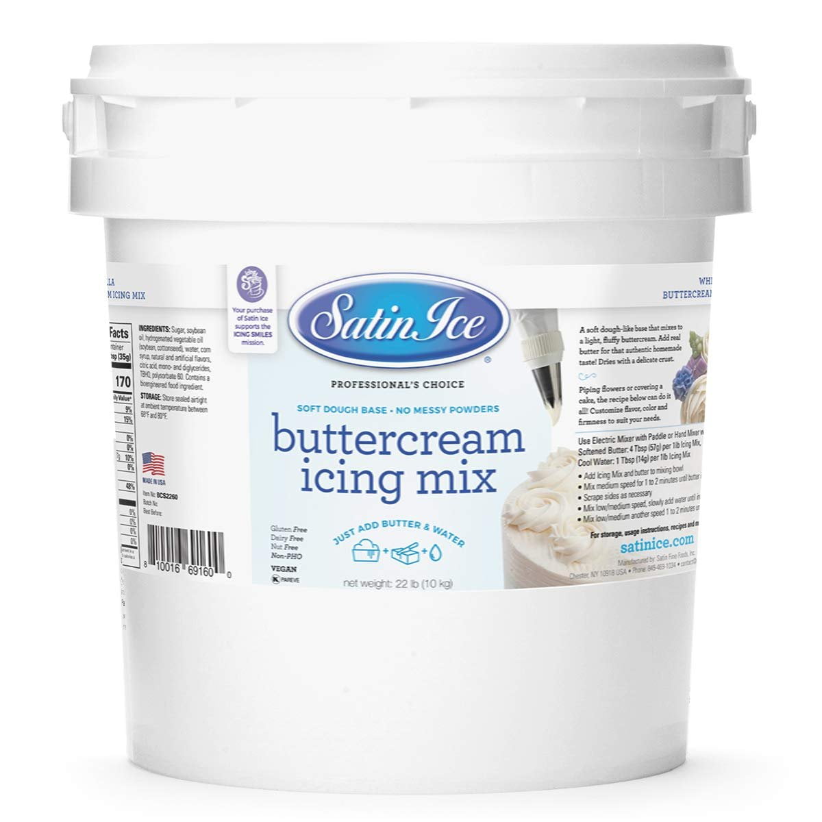 Satin Ice Buttercream Icing Mix, 22 Pounds