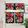 thumbnail image 6 of Watercolor Flowers Curtain Valances Set Tropical Plants Red Althea Kitchen Curtains 24&nbsp;inch Length Rod Pocket Valance and Tiers 3 Piece Set Small Bedroom Bathroom Laundry Decor, 6 of 9