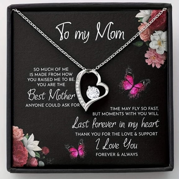 To My Mom Heart Best Mother Jewelry Holiday Birthday Necklace, A Meaningful Necklace Perfect For Anniversaries, Birthdays, Valentine V7037, White Forever Love Necklace