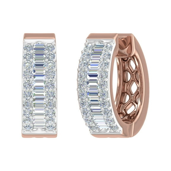 1/2 Carat Diamond Hoop & Huggies Earrings in 10K Rose Gold - IGI Certified