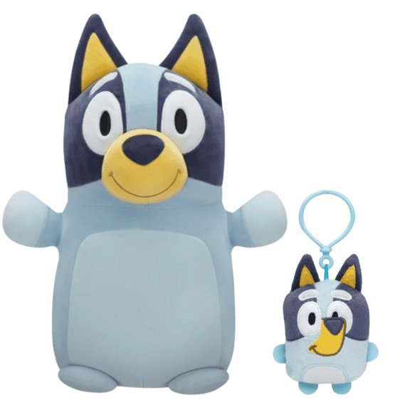 Squishmallows Bluey 14" Hugme and Bluey 4" Clip