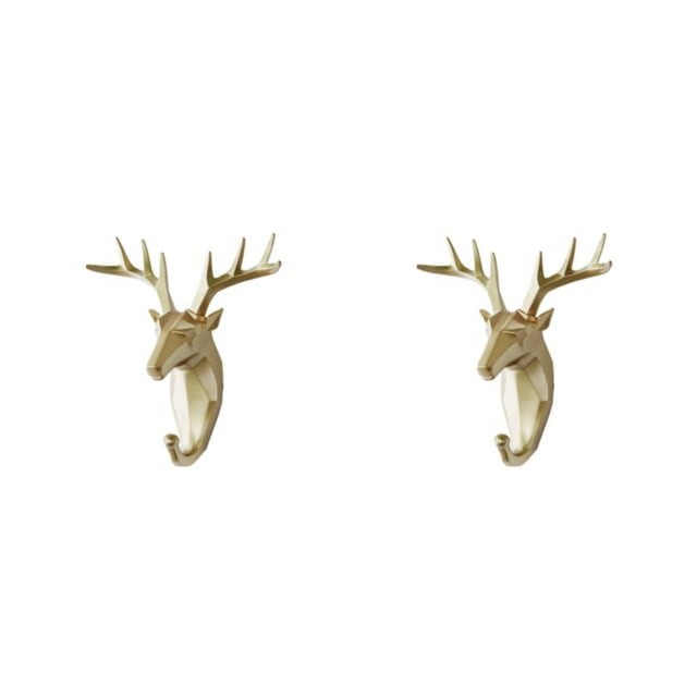 kurtrusly Resin Sturdy And Durable Animal Head Key Hook For Easy Organization Good Decorative Coat Hooks golden (deer) 2Set